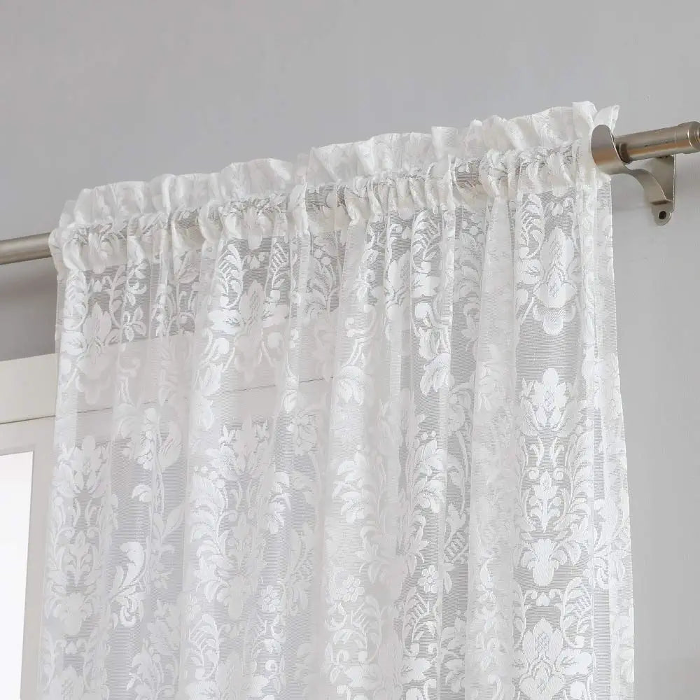 Warm Home Designs Pair of Standard Knitted Lace Curtains with Rod Pocket. Drapes Let Light Flow in While Providing Some Privacy