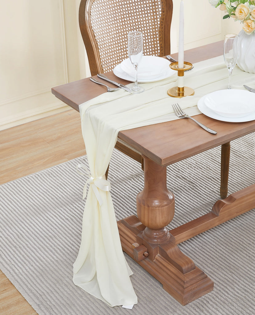 Warm Home Designs Chiffon Table Runner for Wedding Table Decor in 6 Sizes with 2 Free Tie-Backs