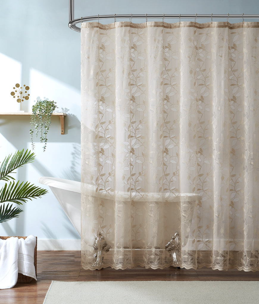 Warm Home Designs Modern Farmhouse Shower Curtains with Leaf Design in 3 Colors