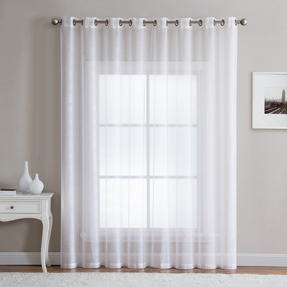 Warm Home Designs 1 Panel of 102" Extra Wide Linen Textured Sheer White Patio Door Curtains