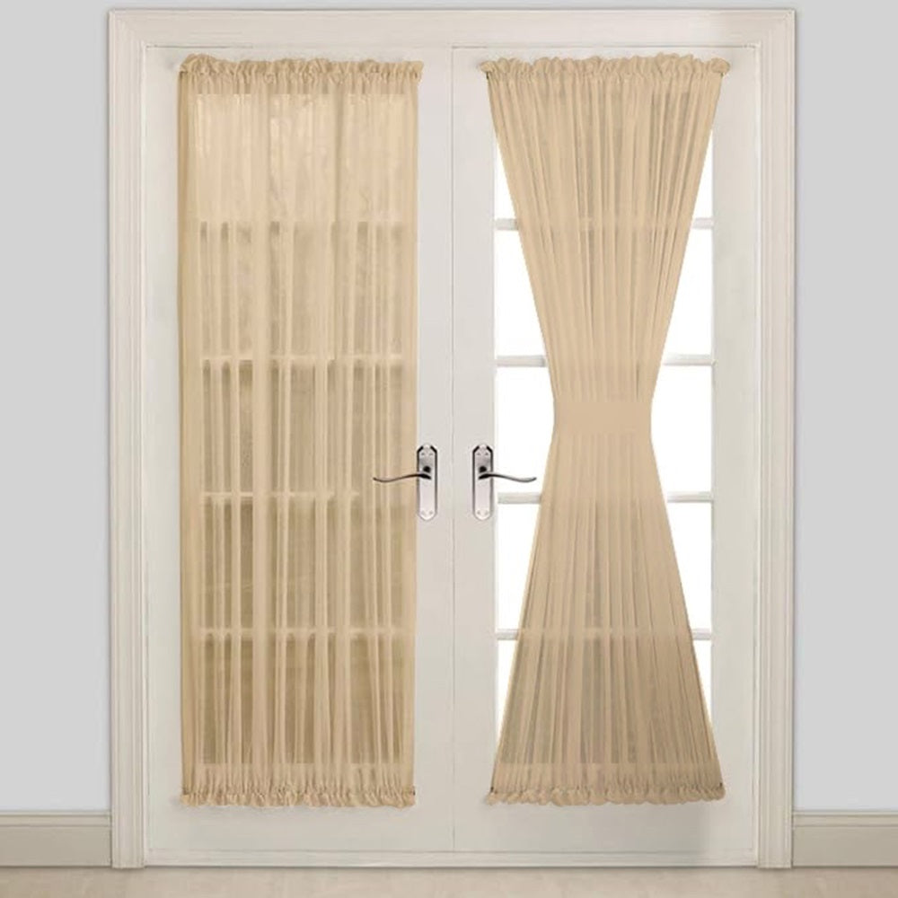 Warm Home Designs Pair of Sheer White French Door Curtains. Come with 2 Matching Tie-Backs
