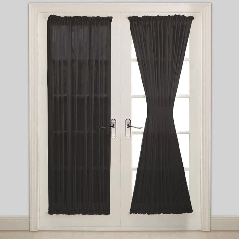 Warm Home Designs Pair of Sheer White French Door Curtains. Come with 2 Matching Tie-Backs