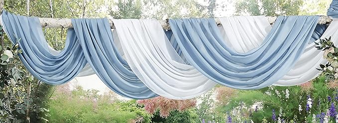 WARM HOME DESIGNS 2 Chiffon Wedding Arch Draping Fabric Scarves in 12, 18 or 24 Foot Length and 5 Colors.