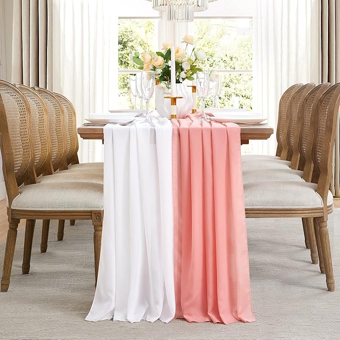 WARM HOME DESIGNS 2 Chiffon Wedding Arch Draping Fabric Scarves in 12, 18 or 24 Foot Length and 5 Colors.