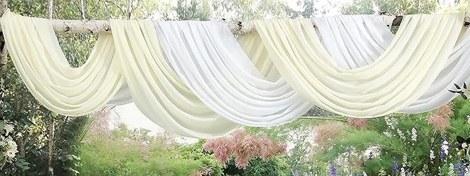 WARM HOME DESIGNS 2 Chiffon Wedding Arch Draping Fabric Scarves in 12, 18 or 24 Foot Length and 5 Colors.