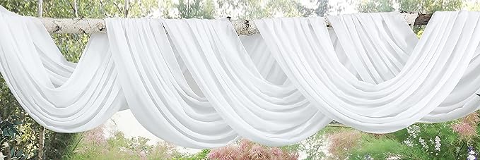 WARM HOME DESIGNS 2 Chiffon Wedding Arch Draping Fabric Scarves in 12, 18 or 24 Foot Length and 5 Colors.