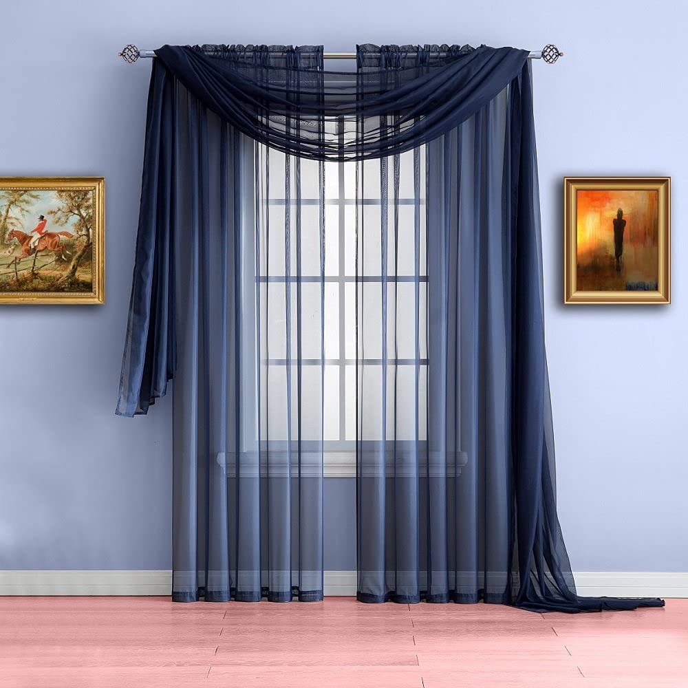Navy blue store curtain scarf
