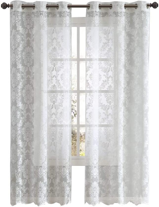 Warm Home Designs Pair of Knitted Lace Curtains with Grommets. Chic, Flowing Design at Affordable Price