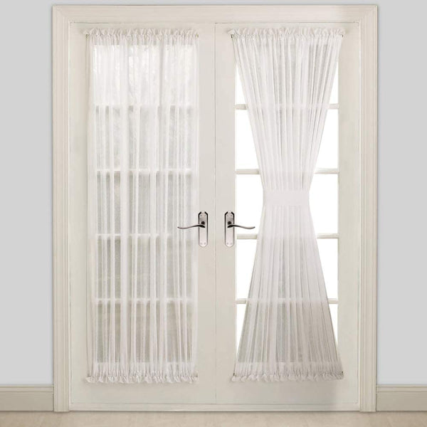 Warm Home Designs Pair of Sheer White French Door Curtains. Come with 2 Matching Tie-Backs
