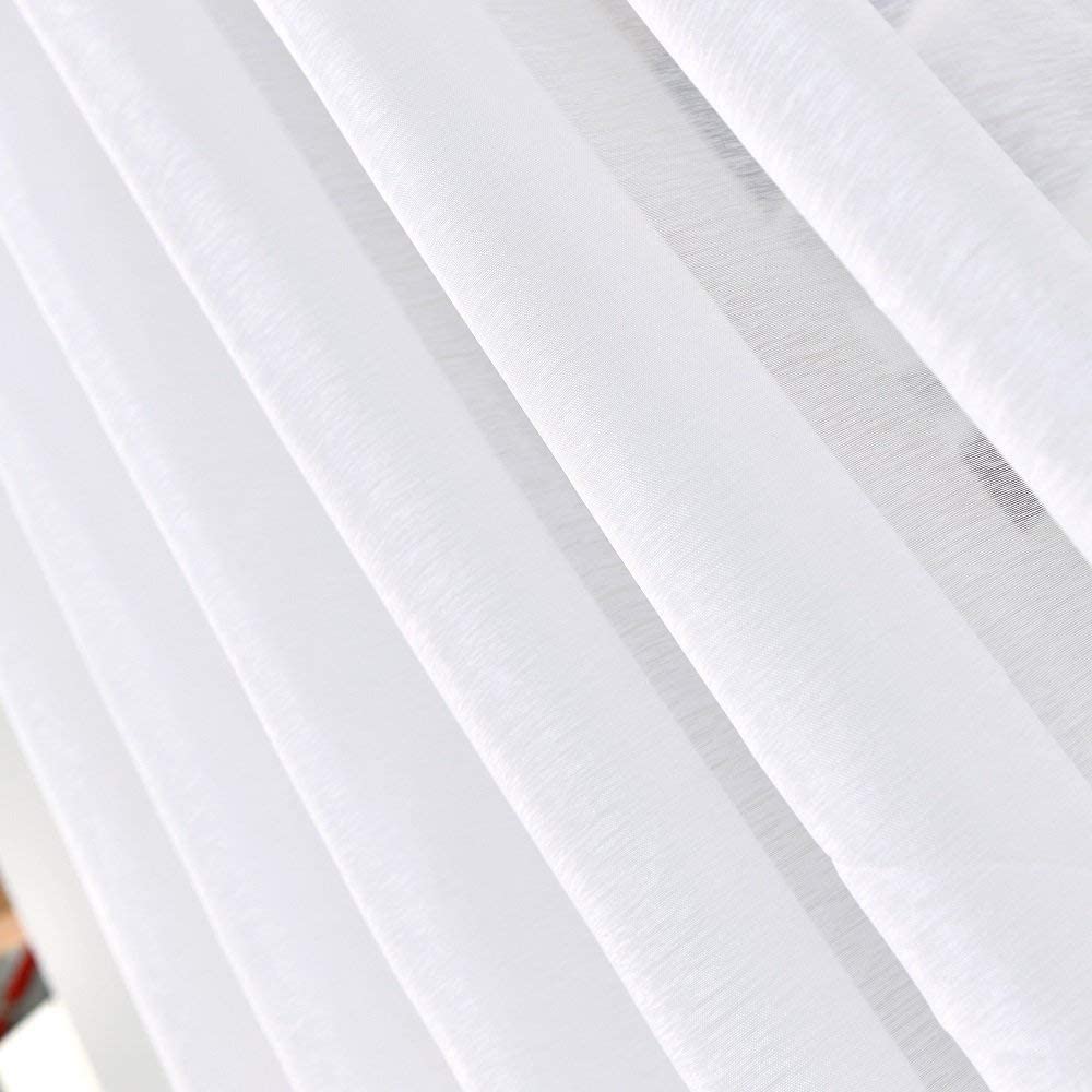 Warm Home Designs Pair of 2 Extra Large Sheer White Room Divider Curtains with 2 Matching Tie-Backs
