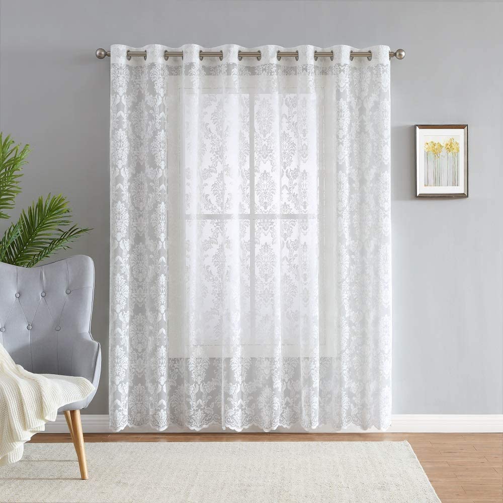 Warm Home Designs Pair of Knitted Lace Curtains with Grommets. Chic, Flowing Design at Affordable Price