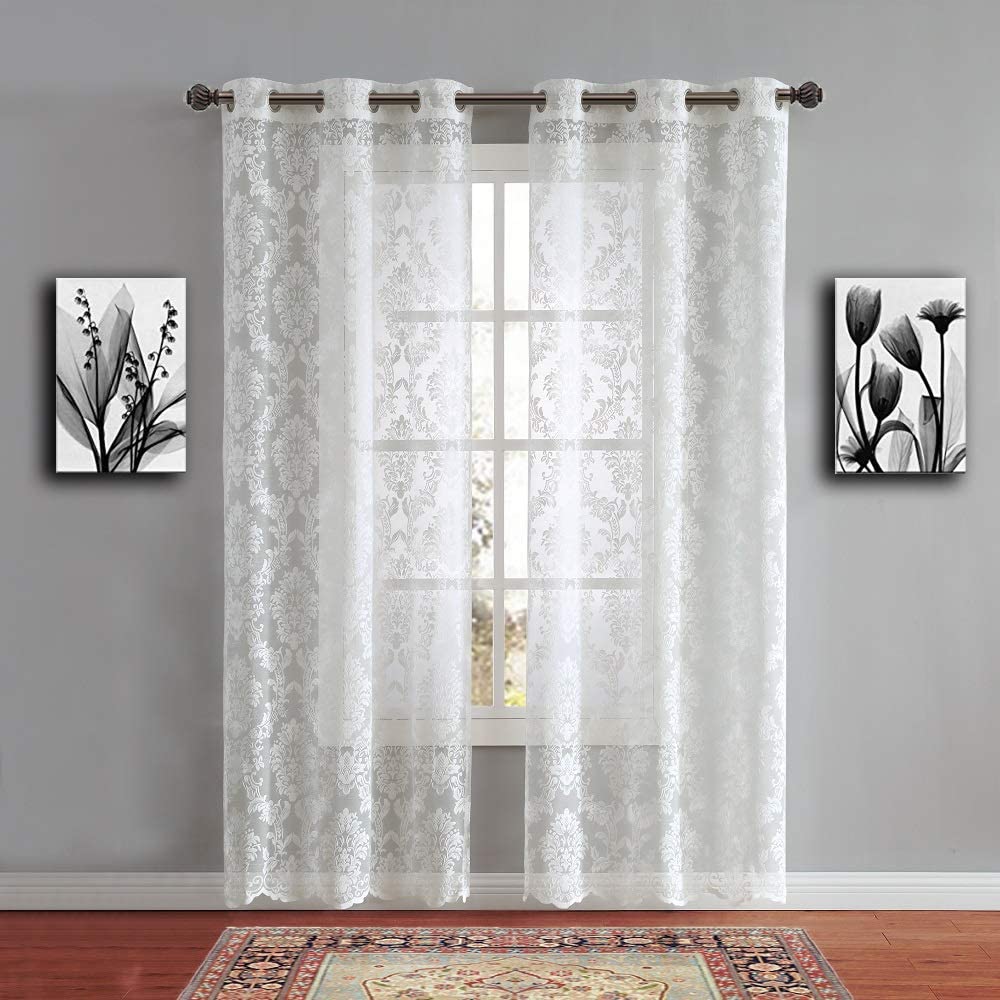 Warm Home Designs Pair of Knitted Lace Curtains with Grommets. Chic, Flowing Design at Affordable Price