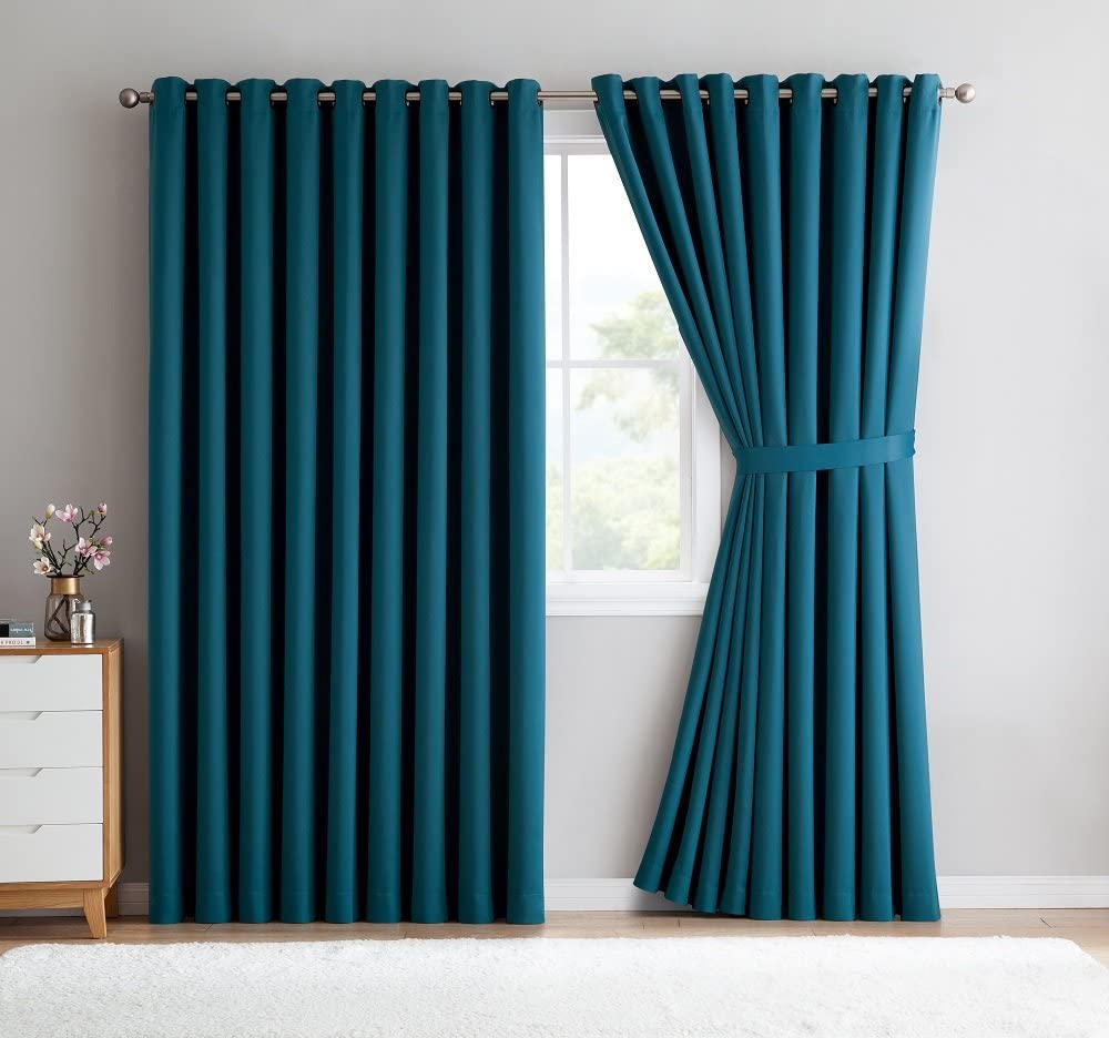 Warm Home Designs Extra Large 2 Wall to Wall Curtains Each with 2 Matching Tie-Backs. Great as Room Dividers or Partitions.