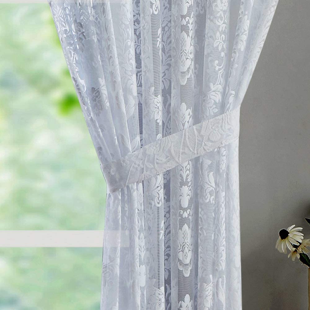 Warm Home Designs Pair of Knitted Lace Curtains with Grommets. Chic, Flowing Design at Affordable Price