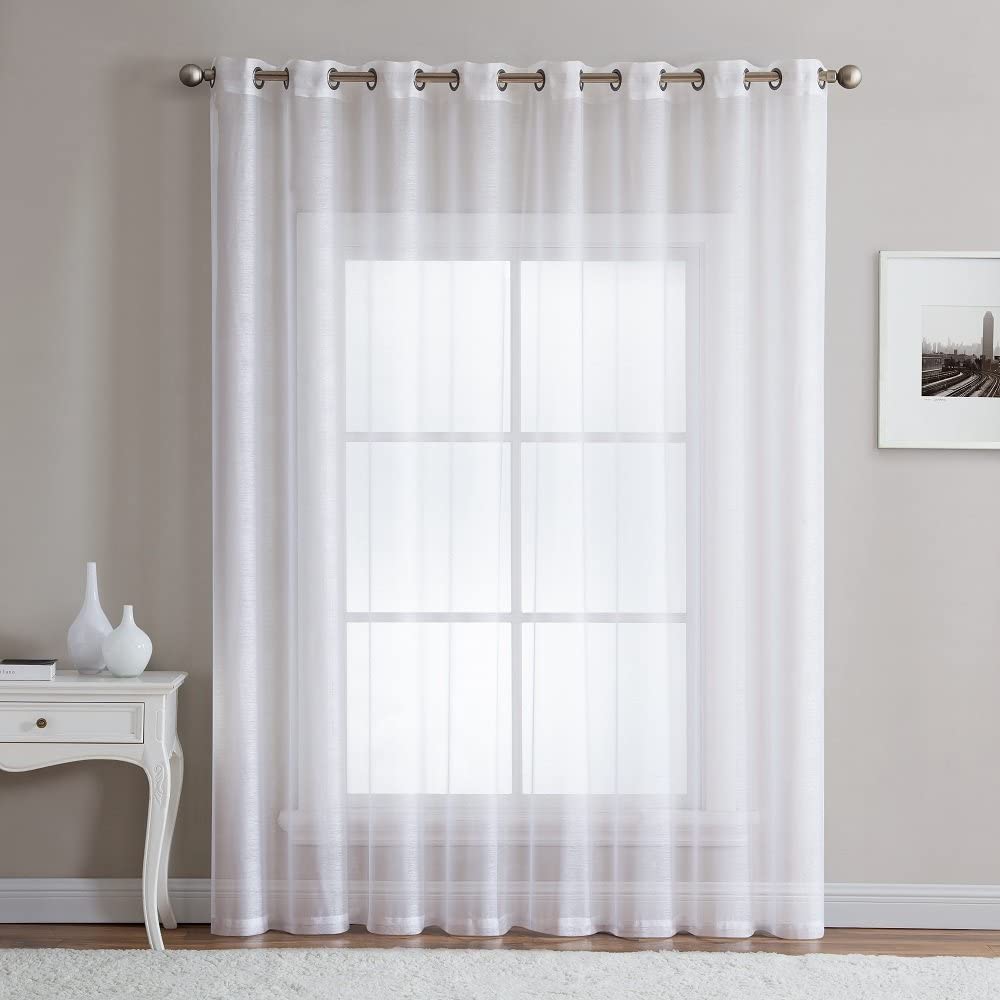 Warm Home Designs 1 Extra-Wide Bright White Sheer Patio Curtain with Grommets. Designed as Patio Door, Sliding Glass Door, or Room Divider Drape