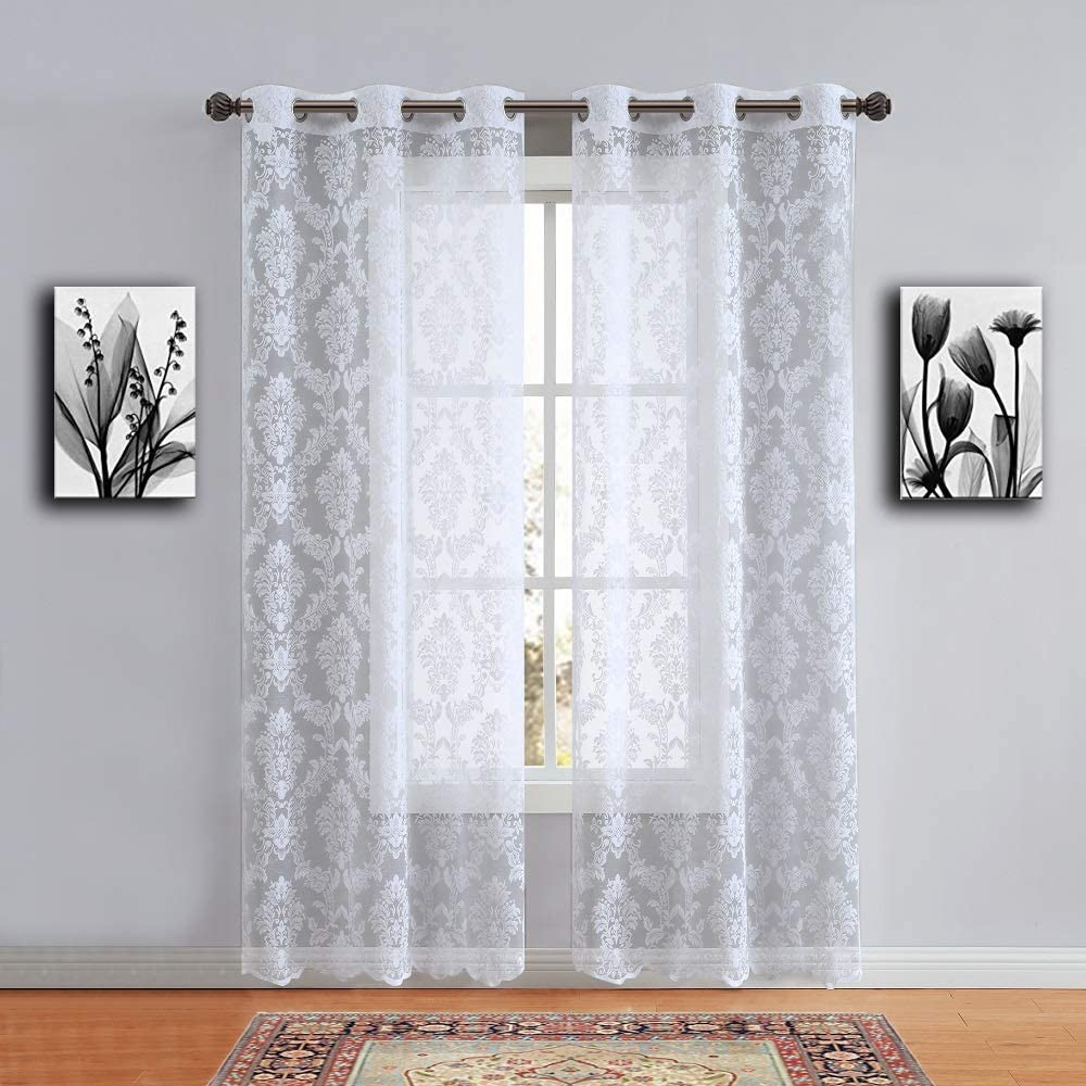 Warm Home Designs Pair of Knitted Lace Curtains with Grommets. Chic, Flowing Design at Affordable Price
