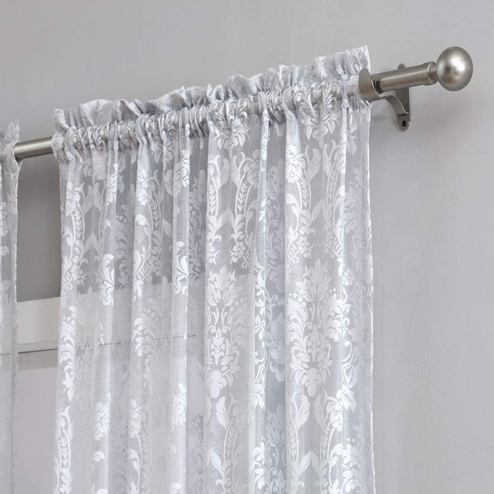 Warm Home Designs Pair of Knitted Lace Curtains with Rod Pocket. Drapes Let Light Flow in While Providing Some Privacy