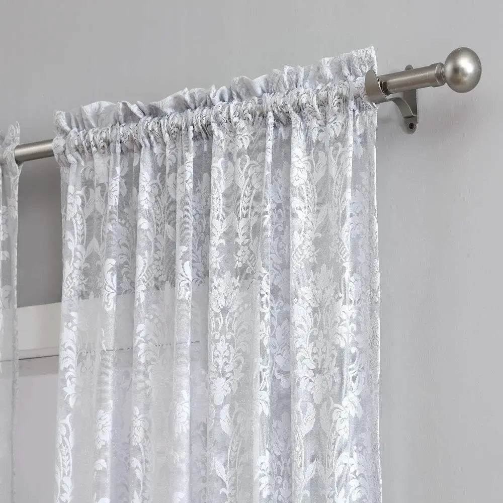 WARM HOME DESIGNS Pair of Standard Knitted Lace Curtains with Rod Pocket. Drapes Let Light Flow in While Providing Some Privacy