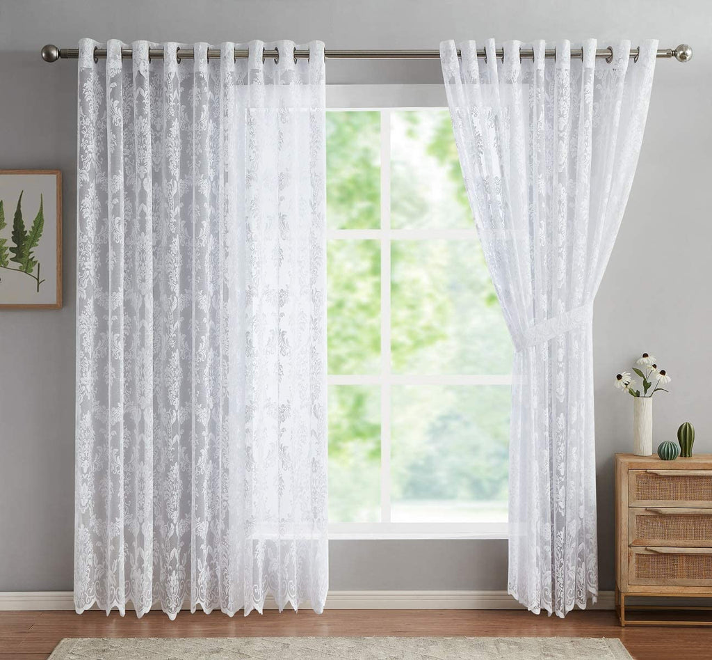 Warm Home Designs Pair of Knitted Lace Curtains with Grommets. Chic, Flowing Design at Affordable Price