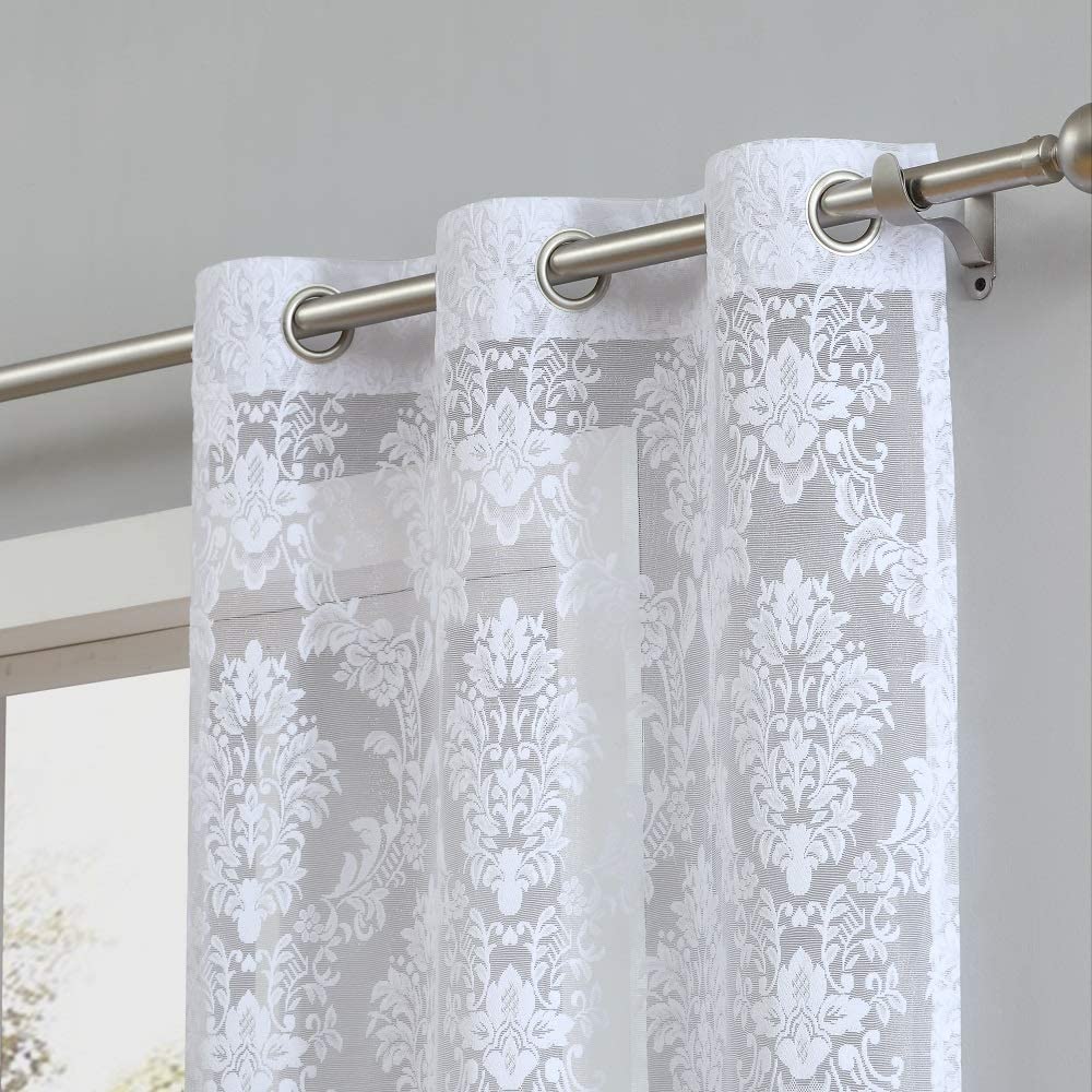 Warm Home Designs Pair of Knitted Lace Curtains with Grommets. Chic, Flowing Design at Affordable Price