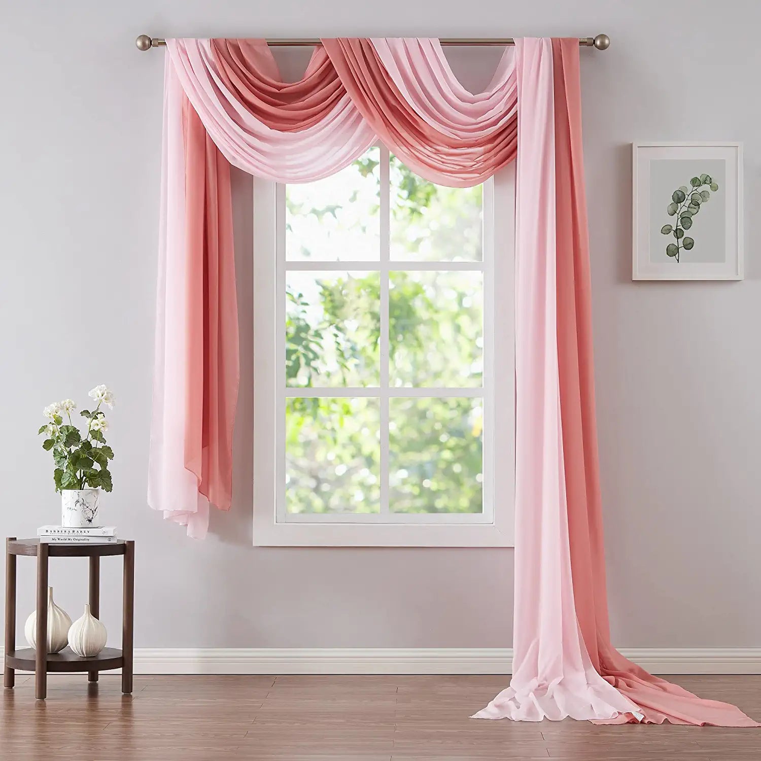 Warm Home Designs Chiffon Double Window Scarves in 6 Colors for Home Decor