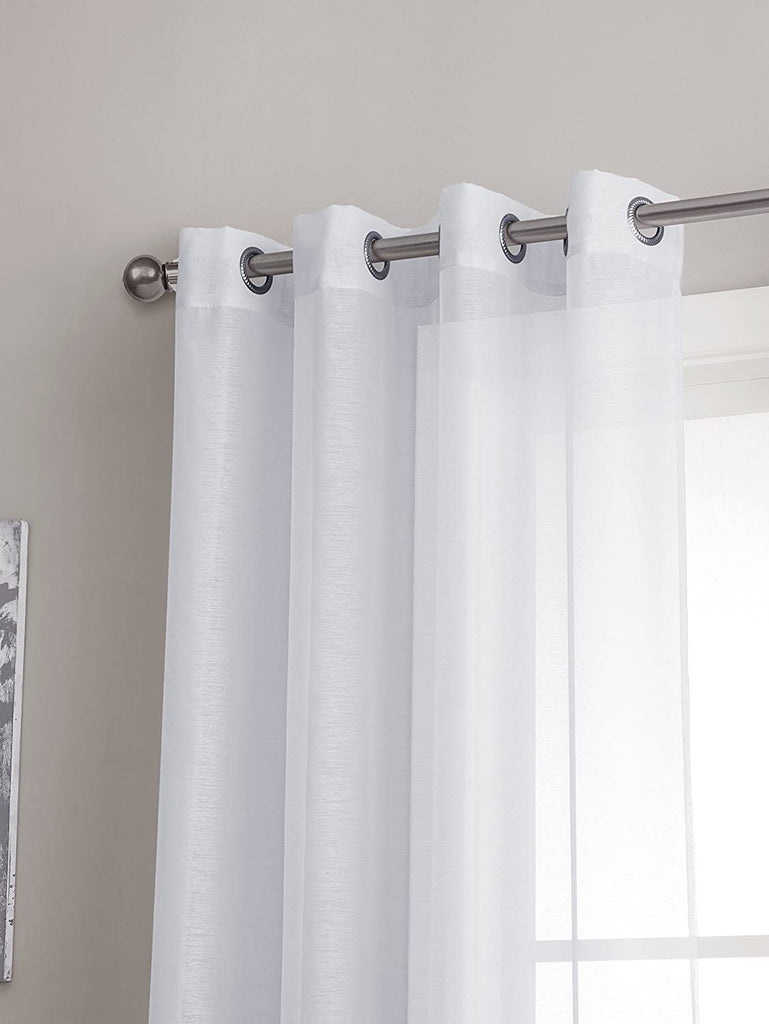 Warm Home Designs Pair of 2 Bright White Sheer Window Curtains. 2 Elegant Voile Panel Drapes are 108 Inch Wide Total
