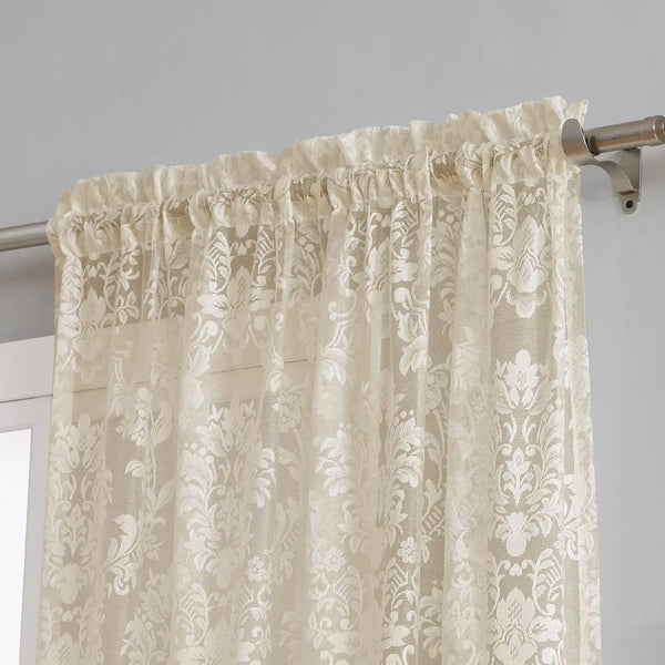 Warm Home Designs Pair of Standard Knitted Lace Curtains with Rod Pocket. Drapes Let Light Flow in While Providing Some Privacy