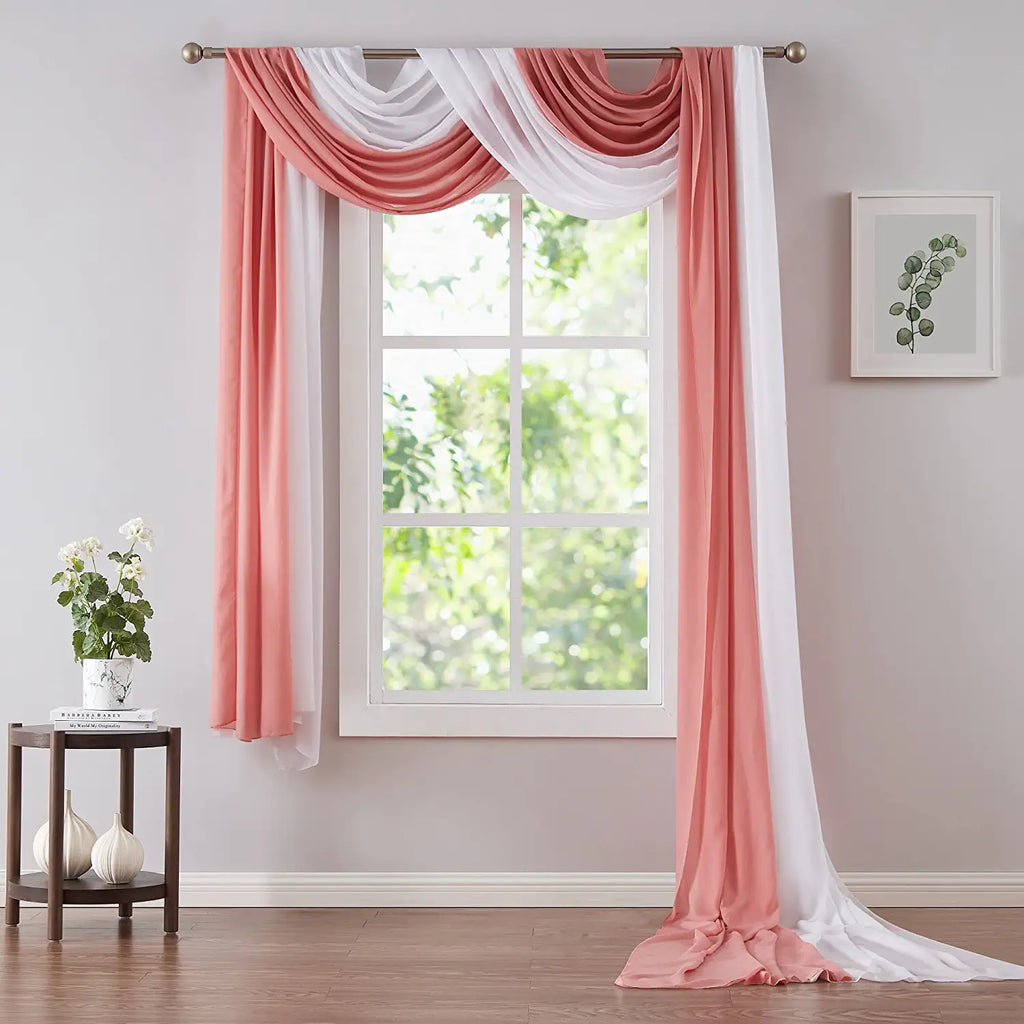Warm Home Designs Chiffon Double Window Scarves in 6 Colors for Home Decor