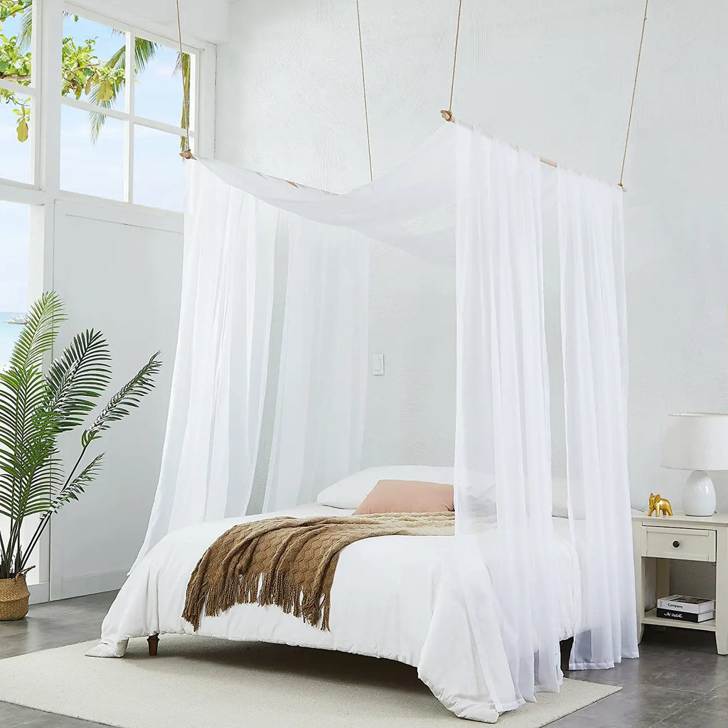 Warm Home Designs Set of 2 Canopy Bed Curtains. 2 Twin Bed Canopy Curtains Can Be Turned Into Kids Bed Tent or Bed Canopy for Girls