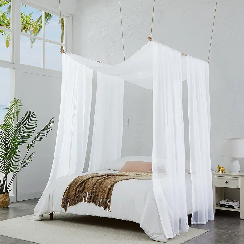 Warm Home Designs Set of 2 Canopy Bed Curtains. 2 Twin Bed Canopy Curtains Can Be Turned Into Kids Bed Tent or Bed Canopy for Girls