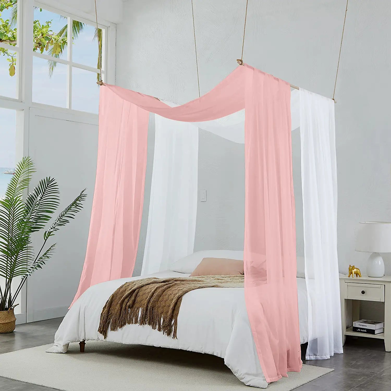 bed tent for double bed 2 Bed Canopy Curtains Bundle. Canopy Bed Curtains Available in Sizes and Many Colors WARM HOME DESIGNS Color: White/Teal Size: Twin
