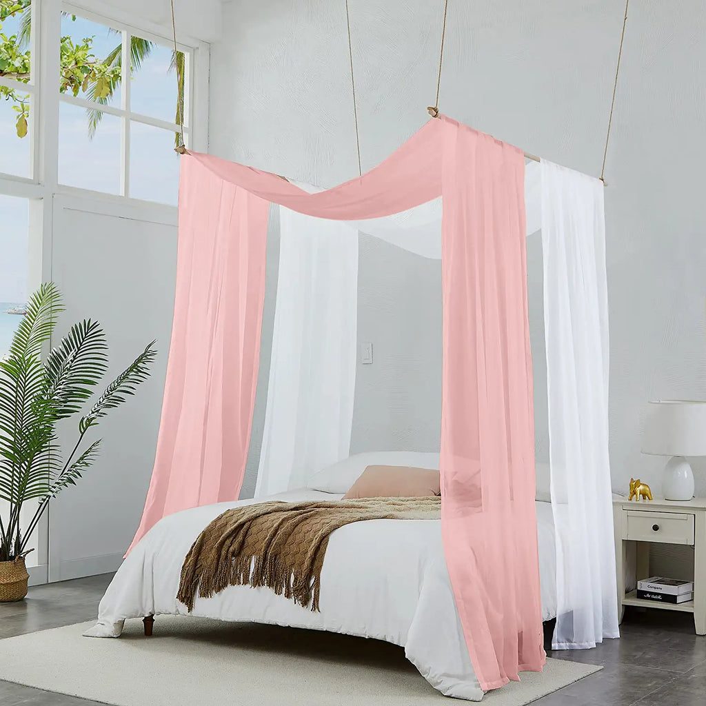 Warm Home Designs Set of 2 Canopy Bed Curtains. 2 Twin Bed Canopy Curtains Can Be Turned Into Kids Bed Tent or Bed Canopy for Girls