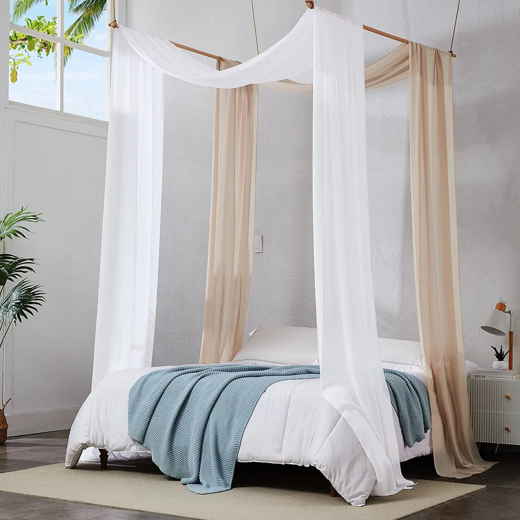 Warm Home Designs Pair of 2 Chiffon Canopy Bed Curtains. Bed Canopy Curtains for Twin, Full or Queen Size Bed