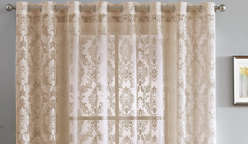 Warm Home Designs Pair of Knitted Lace Curtains with Grommets. Chic, Flowing Design at Affordable Price