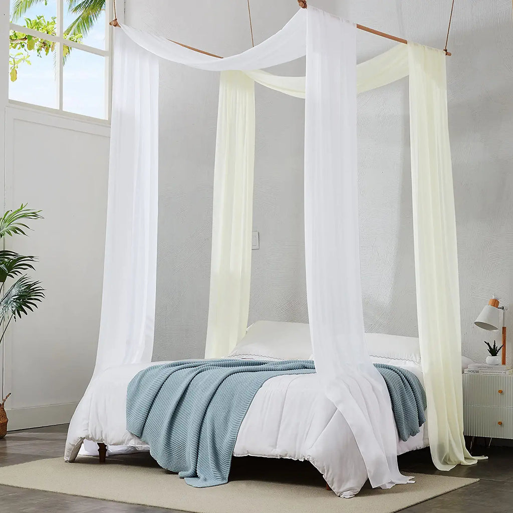 Warm Home Designs Pair of 2 Chiffon Canopy Bed Curtains. Bed Canopy Curtains for Twin, Full or Queen Size Bed