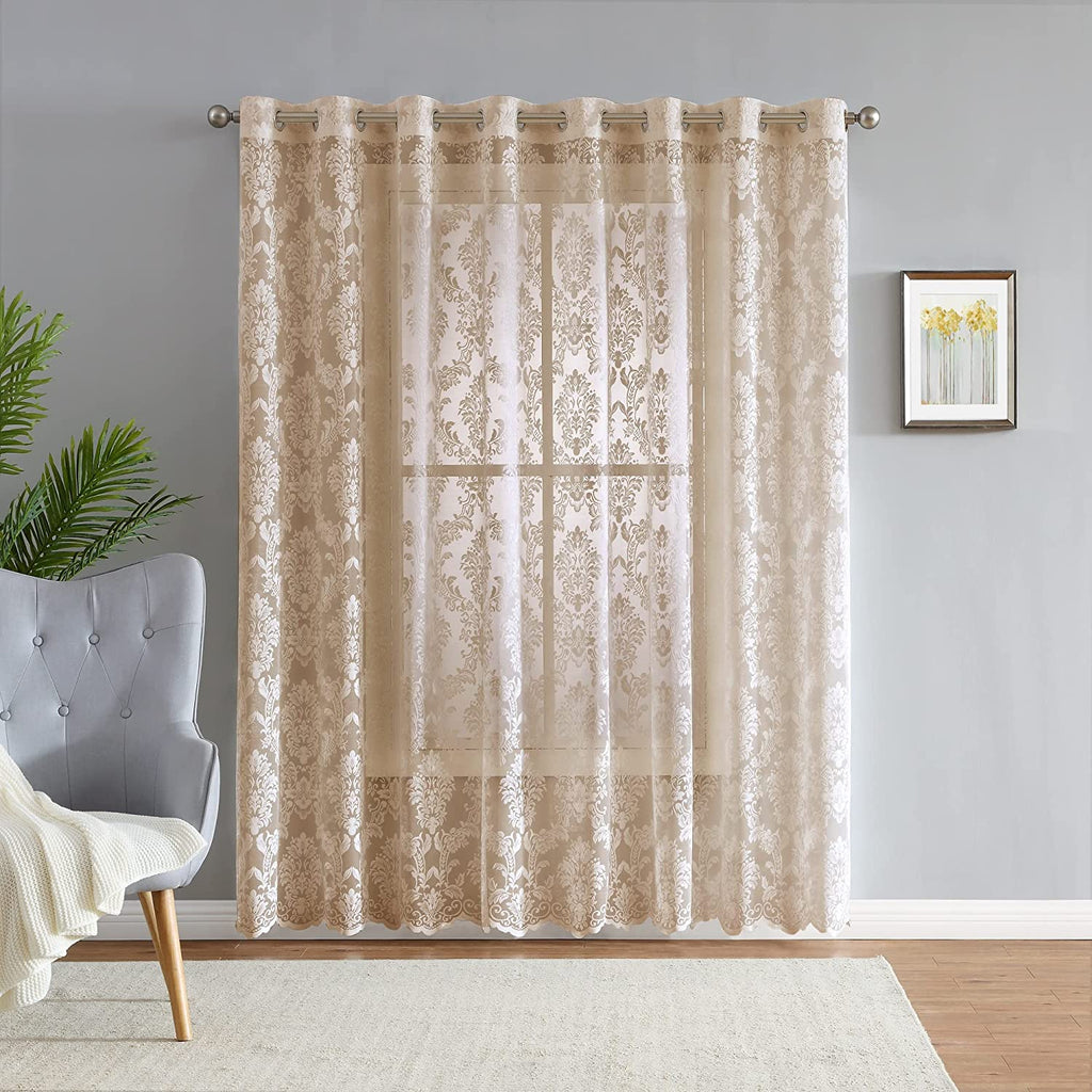 Warm Home Designs Extra Large Knitted Lace Patio Door Curtains with Grommet Top. Cover Sliding Glass Doors or Extra Wide Windows
