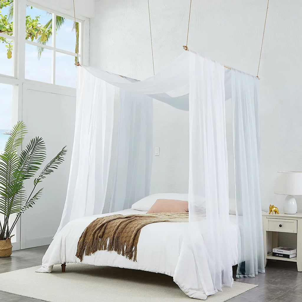 Warm Home Designs Set of 2 Canopy Bed Curtains. 2 Twin Bed Canopy Curtains Can Be Turned Into Kids Bed Tent or Bed Canopy for Girls