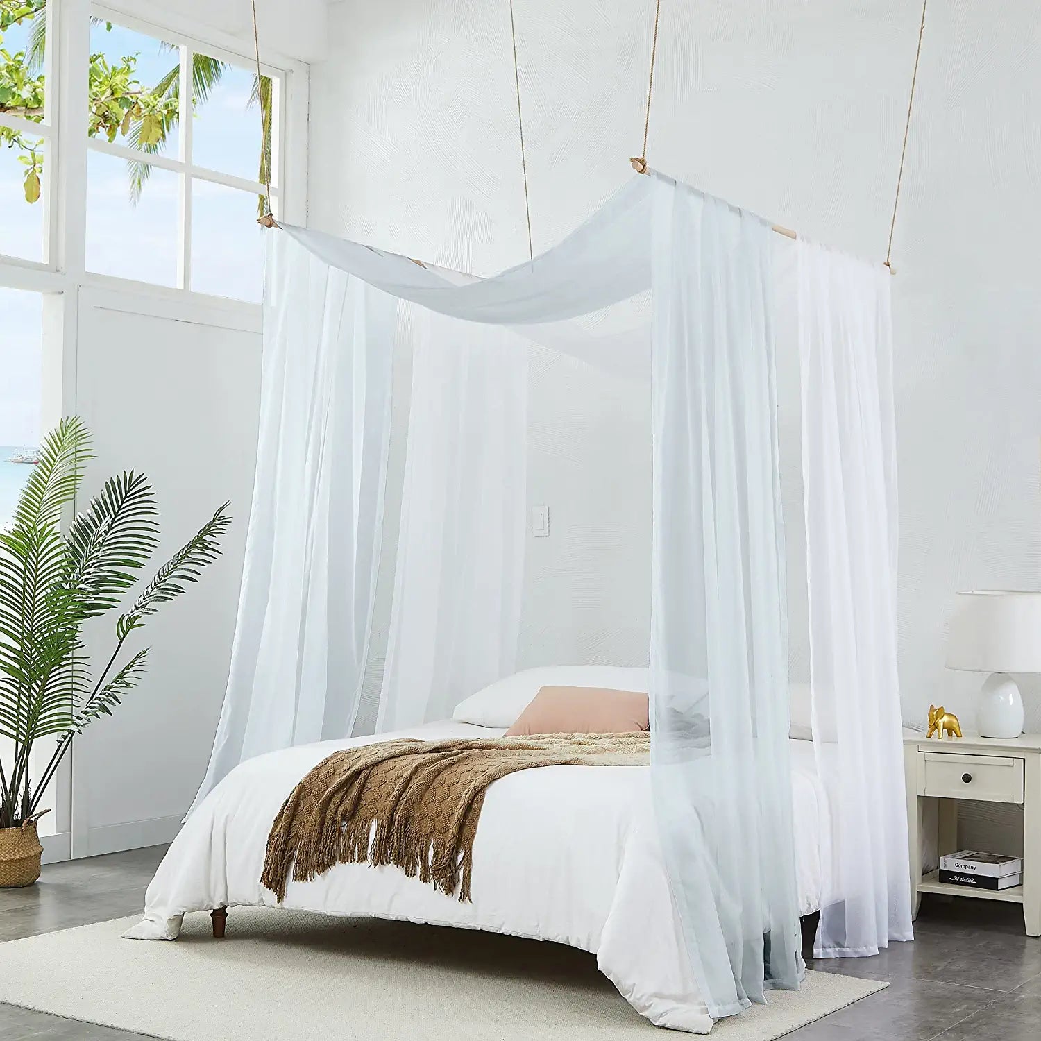 Warm Home Designs Set of 2 Canopy Bed Curtains. 2 Twin Bed Canopy Curtains Can Be Turned Into Kids Bed Tent or Bed Canopy for Girls