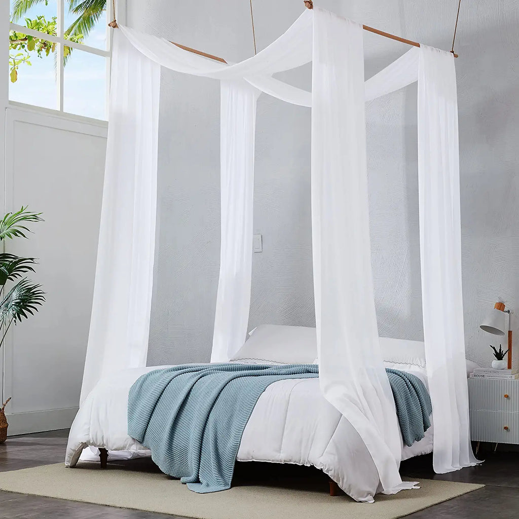 Warm Home Designs Pair of 2 Chiffon Canopy Bed Curtains. Bed Canopy Curtains for Twin, Full or Queen Size Bed