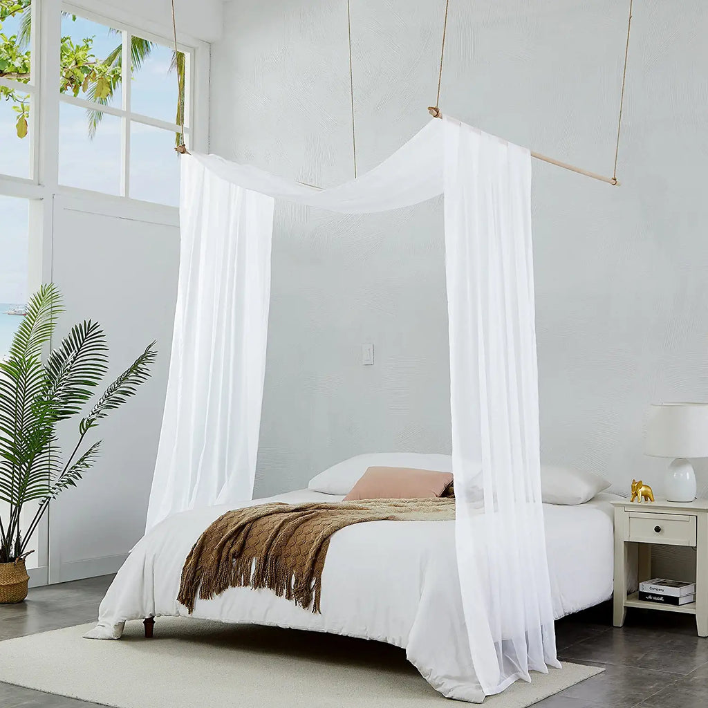 Warm Home Designs Set of 2 Canopy Bed Curtains. 2 Twin Bed Canopy Curtains Can Be Turned Into Kids Bed Tent or Bed Canopy for Girls