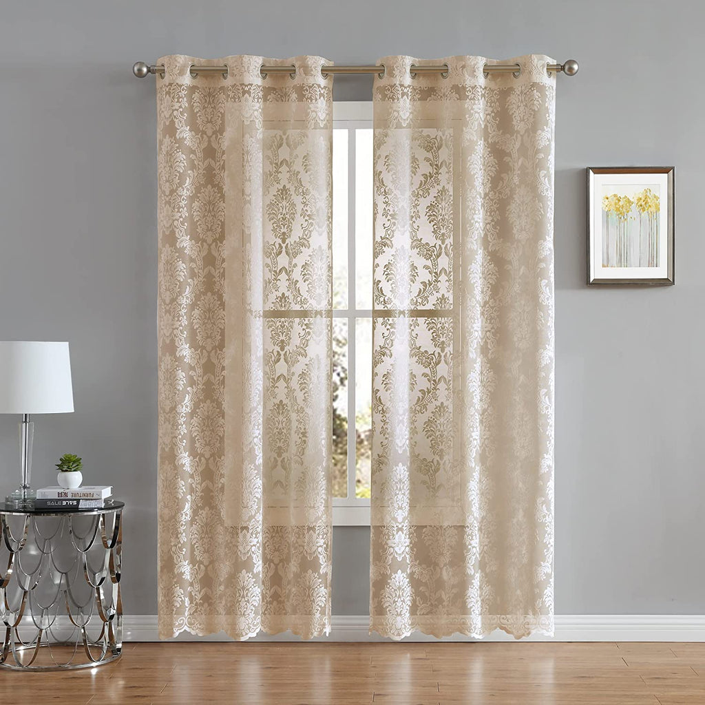 Warm Home Designs Pair of Knitted Lace Curtains with Grommets. Chic, Flowing Design at Affordable Price