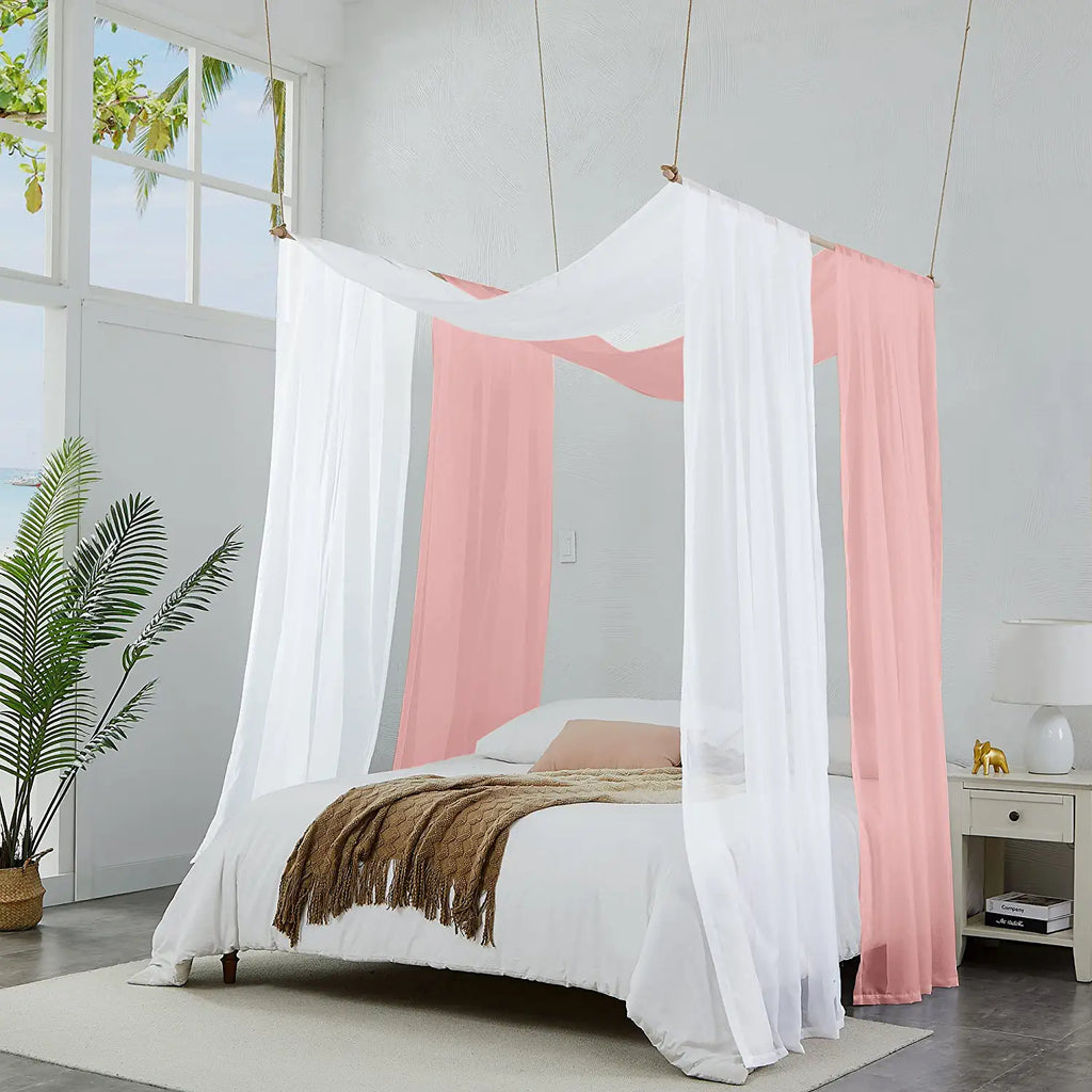 Warm Home Designs Set of 2 Canopy Bed Curtains. 2 Twin Bed Canopy Curtains Can Be Turned Into Kids Bed Tent or Bed Canopy for Girls