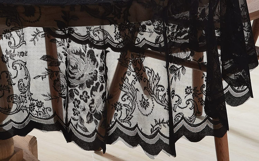 Warm Home Designs Lace Oval Tablecloth with English Rose Design. Rustic Tablecloth or Dining Table Cover for 6-8 Guests