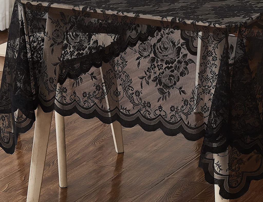 WARM HOME DESIGNS Square Tablecloth with English Rose Design. Use Our Lace Square Table Cloth as Square Card Table Cover, or for Small Dining Table. Tablecloth for 4 Guests