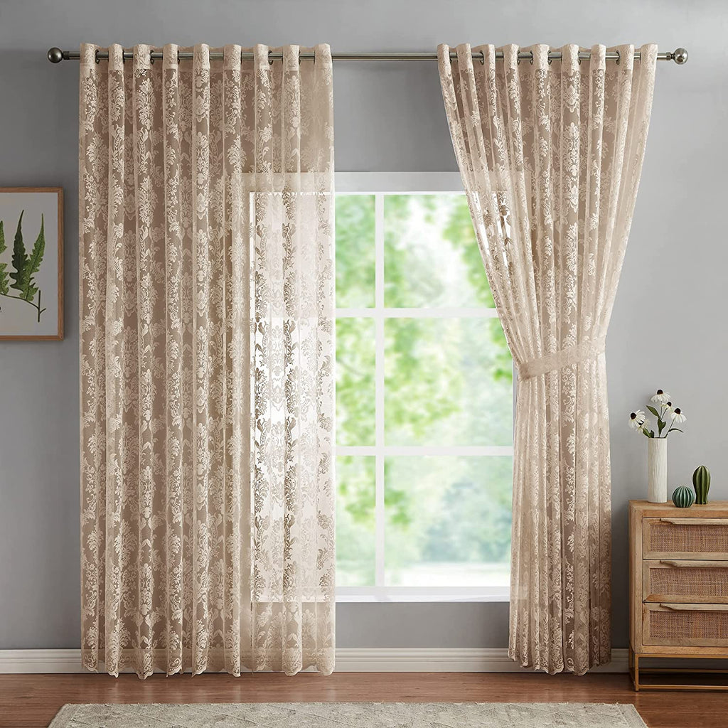 Warm Home Designs Pair of Knitted Lace Curtains with Grommets. Chic, Flowing Design at Affordable Price