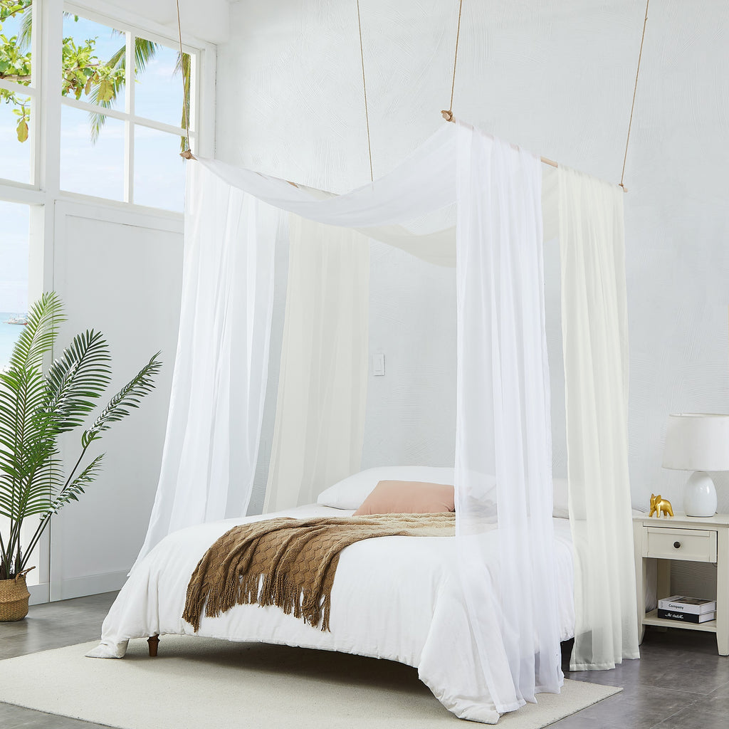 Warm Home Designs Set of 2 Canopy Bed Curtains. 2 Twin Bed Canopy Curtains Can Be Turned Into Kids Bed Tent or Bed Canopy for Girls