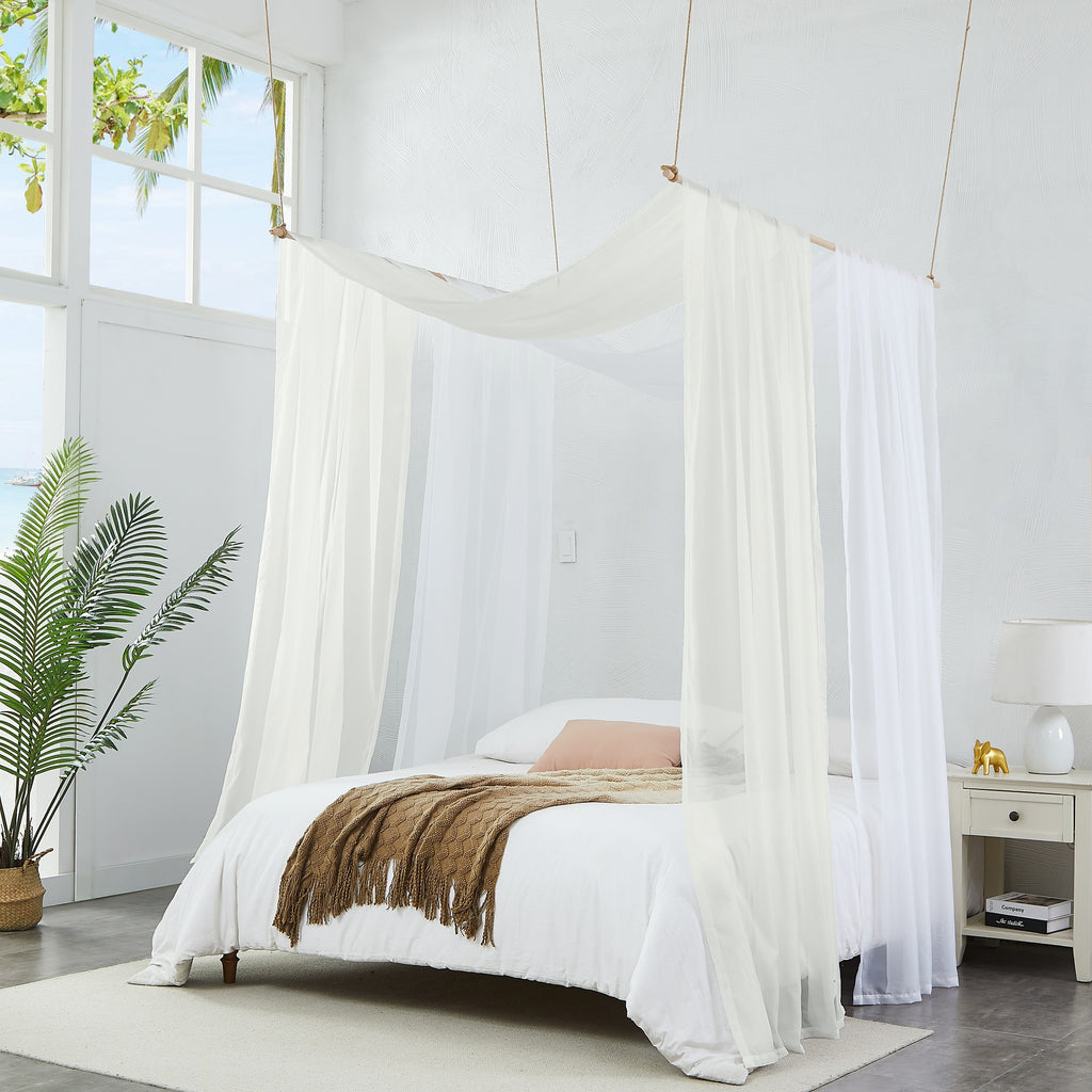 Warm Home Designs Set of 2 Canopy Bed Curtains. 2 Twin Bed Canopy Curtains Can Be Turned Into Kids Bed Tent or Bed Canopy for Girls