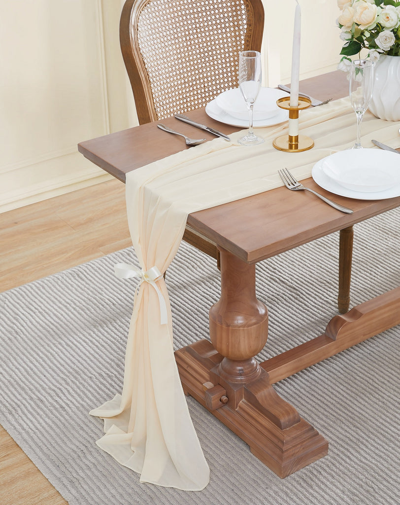 Warm Home Designs Chiffon Table Runner for Wedding Table Decor in 6 Sizes with 2 Free Tie-Backs