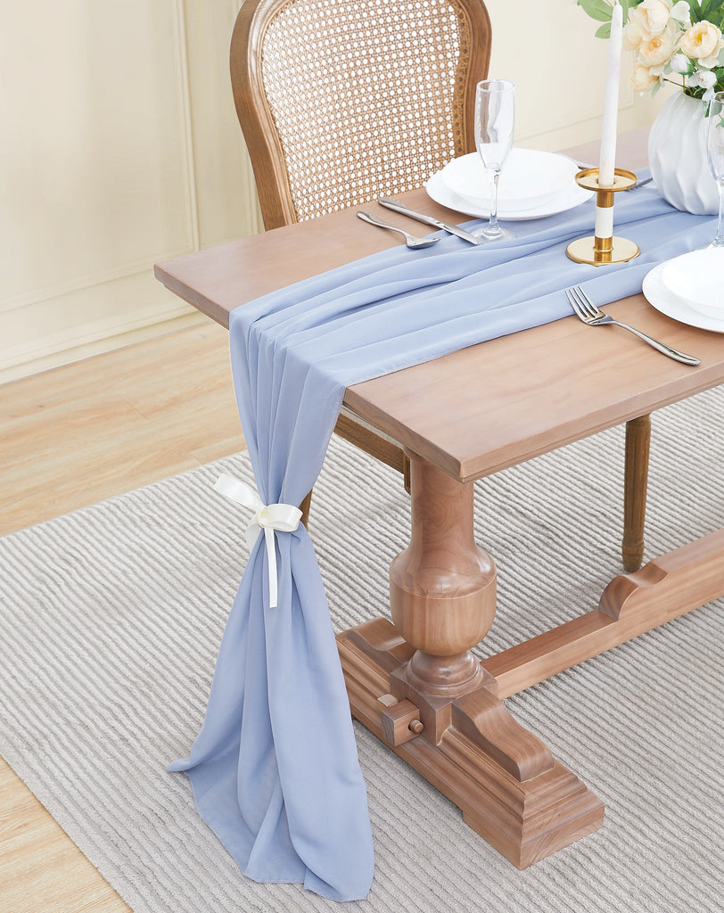 Warm Home Designs Chiffon Table Runner for Wedding Table Decor in 6 Sizes with 2 Free Tie-Backs