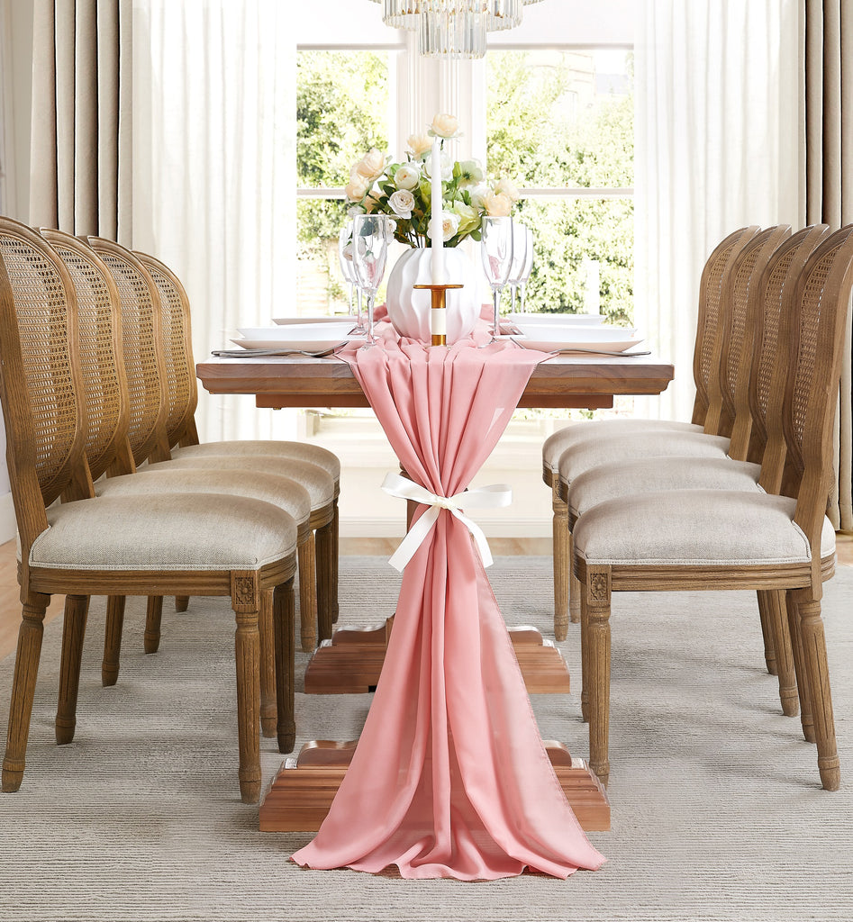 Warm Home Designs Chiffon Table Runner for Wedding Table Decor in 6 Sizes with 2 Free Tie-Backs